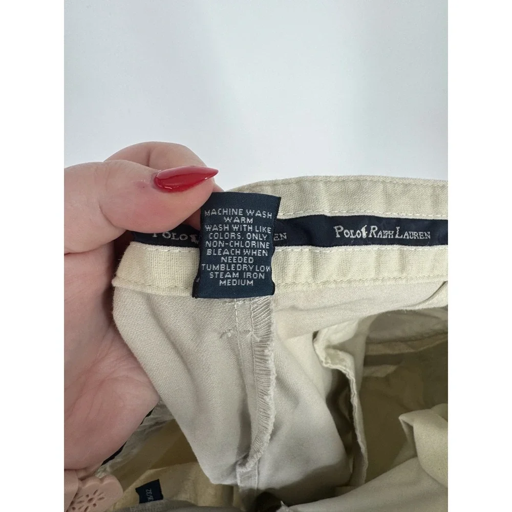 Polo Ralph Lauren Andrew Pants Mens Size 35x32 Khaki Vintage Baggy Pleated Chino